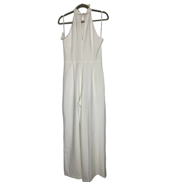 NWOT Julia Jordan Womens Jumpsuit Size 6 Halter Neck Wide Leg Pockets White - Picture 4 of 14